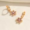 1 Pair Fashion Zirconia Flowers Dangle Earrings for Women Golden Earring Jewelry Wedding Party Accessories