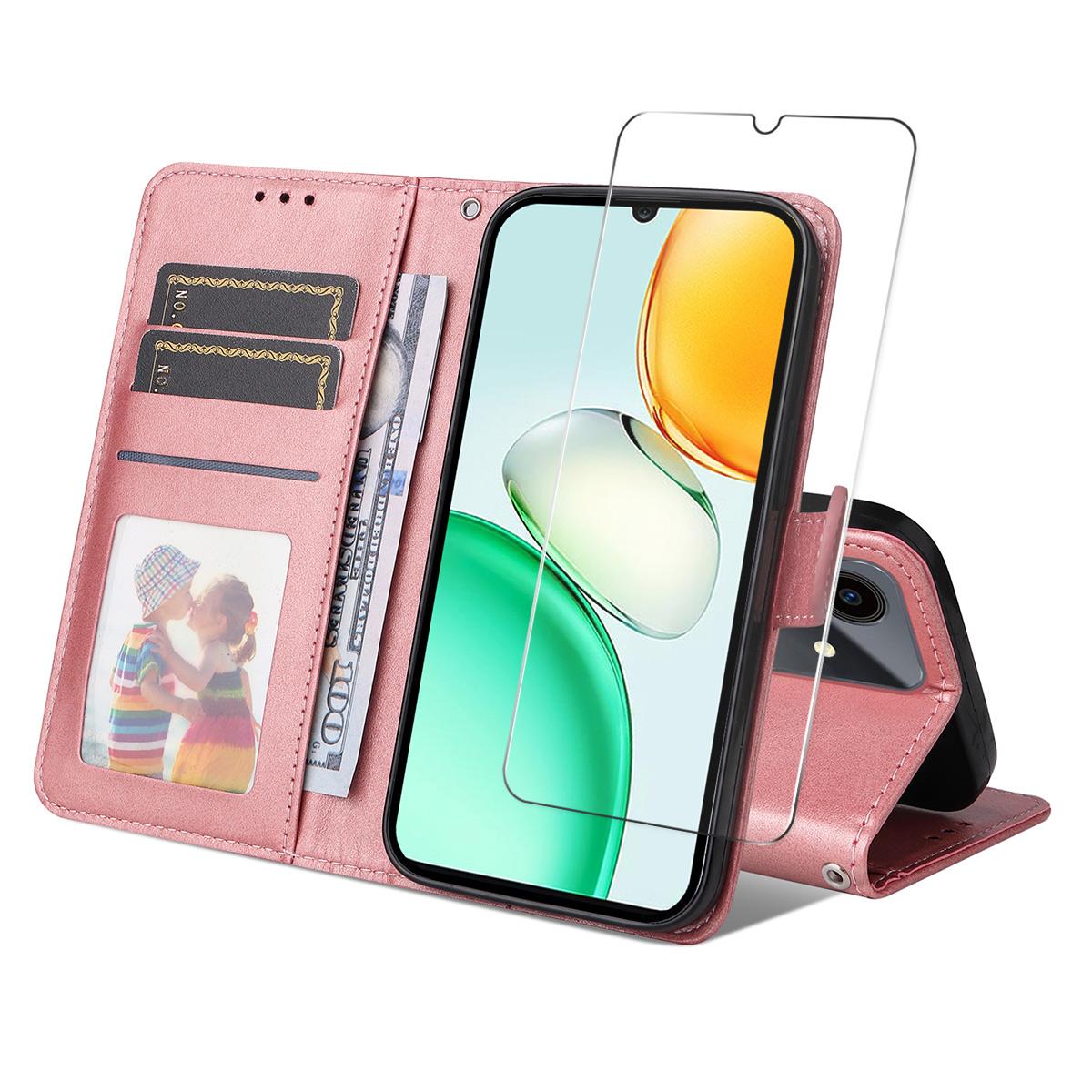 

For Honor Play10 4G PU Leather Wallet Case ENKAY HAT PRINCE Phone Stand Cover with 9H Tempered Glass