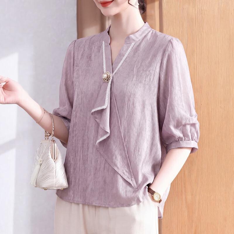

Women s Summer Chiffon Short-Sleeve Top L