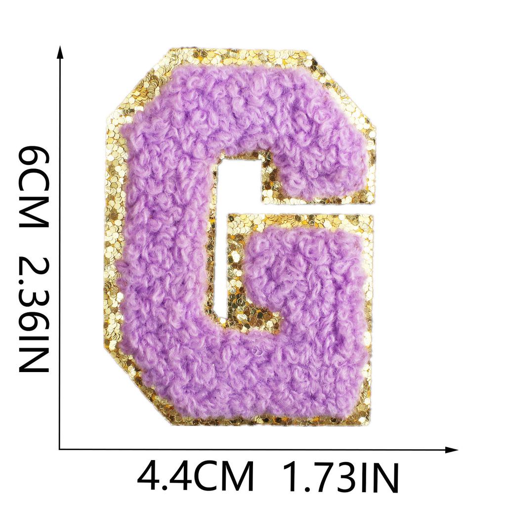 6Cm English Letter Towel Embroidery Patch Sticker Purple Letter Computer Embroidery Label Ironing Embroidery Chapter
