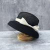 French style retro Hepburn style net yarn silk hemp bow top hat women large edge hemp yarn patchstraw lamp shade fisherman's hat