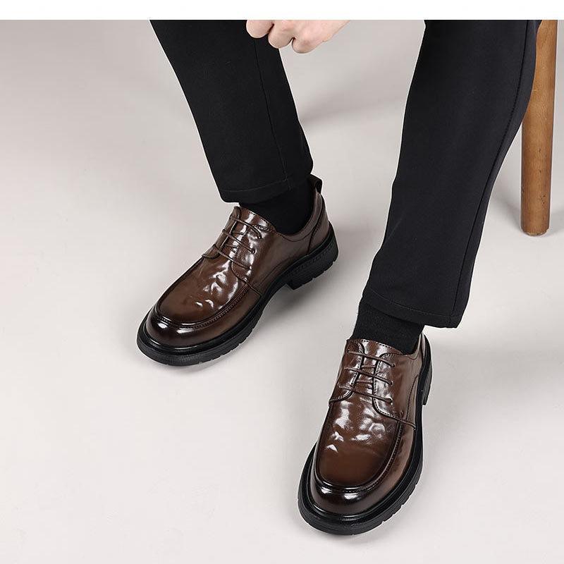Men's British Style Business Leather Shoes - Comfortable, Versatile, Thick-Soled Formal Casual Footwear