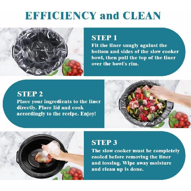 Slow Cooker Liners, 20-Pack Cooking BagsOversized Disposable Pot Liner Plastic Bags, Fits 6QT to 10QTFor Slow Cooker Cooking Tray, 14-Inch x 22-Inch,