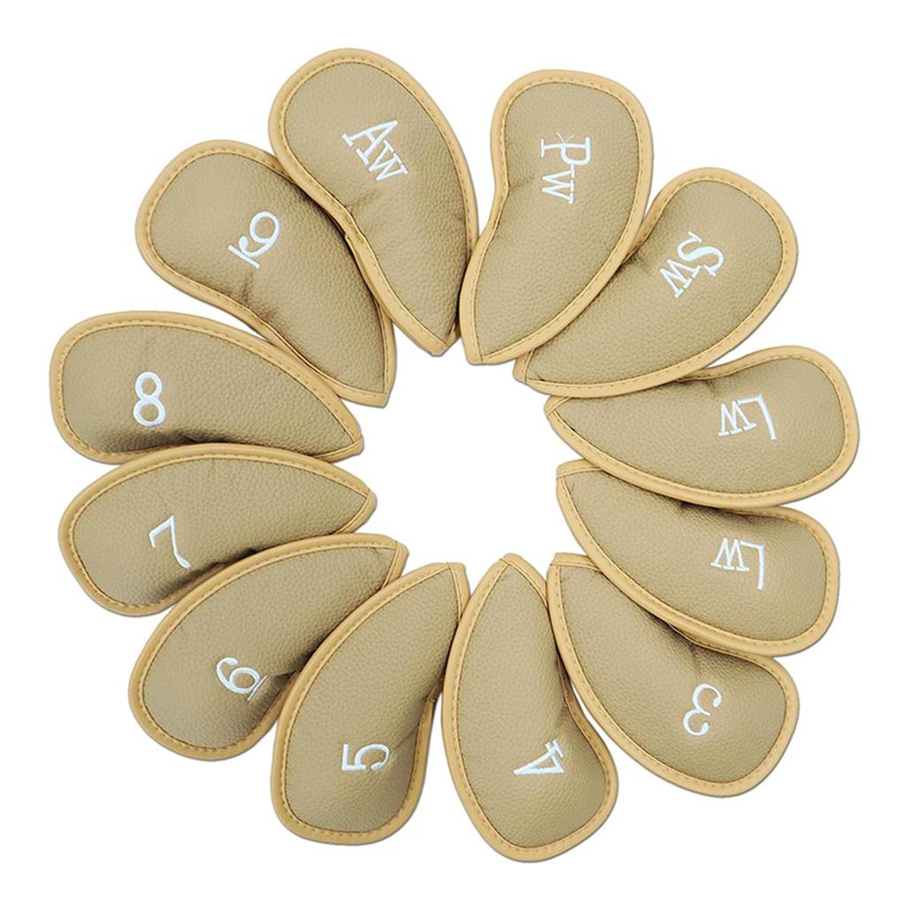 12 Pièces PU Cuir Golfs Headcover Housse de Protection Étuis Tête de Fer Imperméables Accessoires de Golf