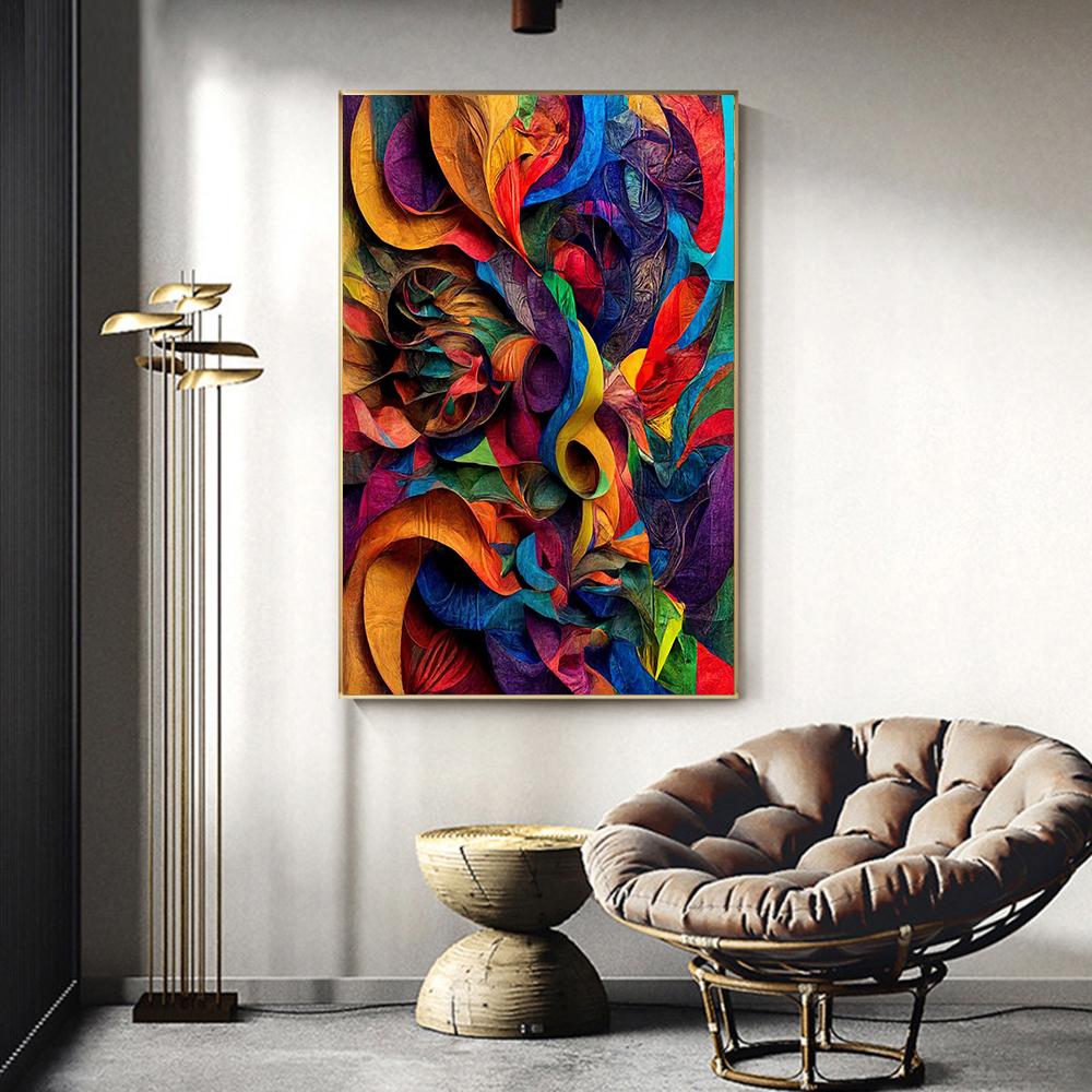 Samtida Abstrakt Väggkonst Canvas Tryck Poster Modern Färgglad Ljus Stark Bild för Vardagsrum Heminredning Cuadros