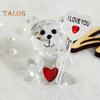Figura de oso transparente, regalo de San Valentín, adorno de oso de cristal sintético con texto "Te amo", estatua de oso coleccionable de mesa para regalo de boda, fiesta de cumpleaños