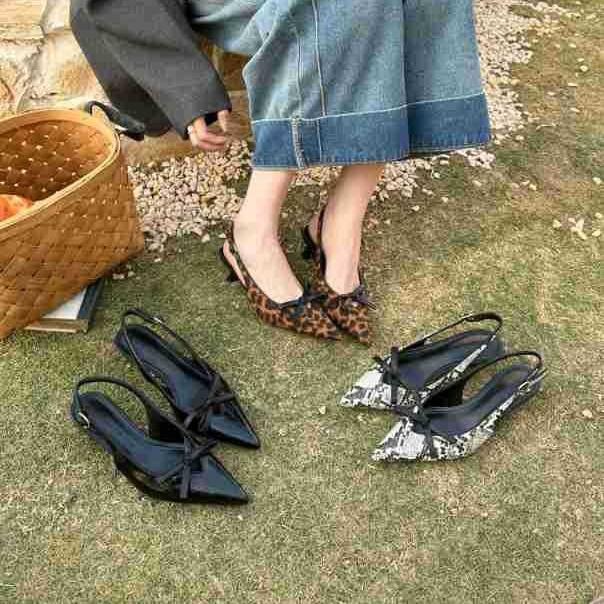 Women s Pointed Toe Open Back Bowknot Pumps - Fashionable Footwear 35