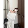 Petite Women's Retro Style Long Sleeve White Knit Sweater