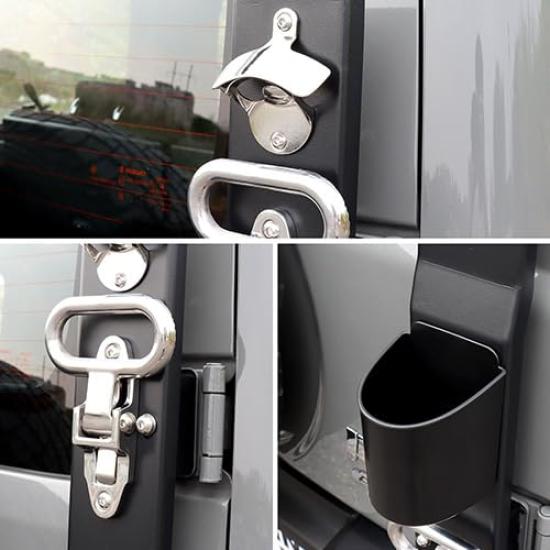 New Suzuki Jimny Rear Ladder JB64 Jimny Sierra JB74 Nomad JC74 Tailgate Ladder Back Door Ladder Rear Door Ladder Ladder with Cup Holder and Bottle
