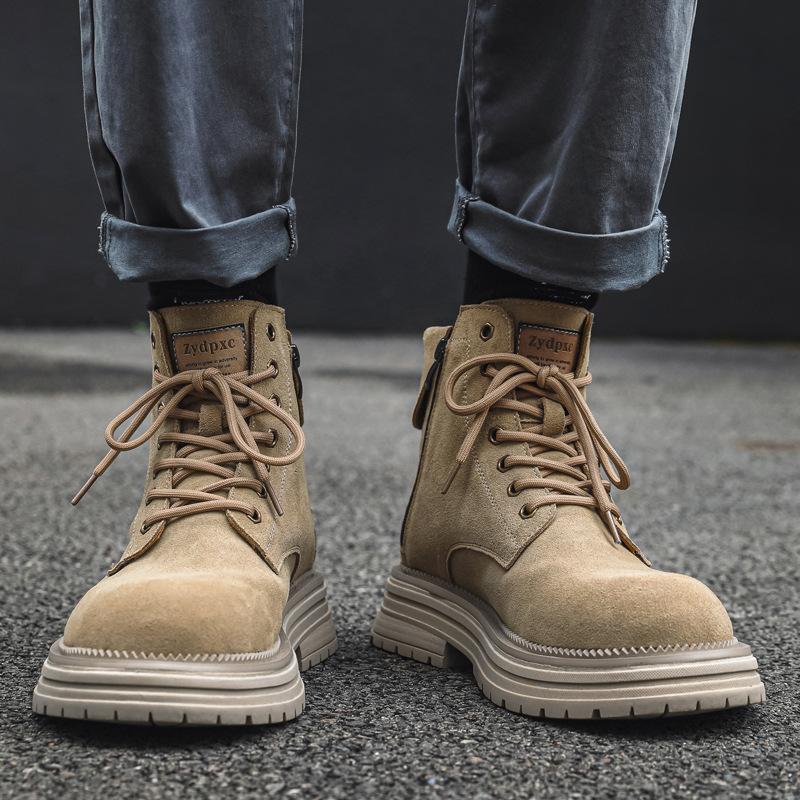 Martin Boots Men's Winter British Chelsea Men's Boots Fleece High Top Boots Trendy Versatile Boots 81589-J