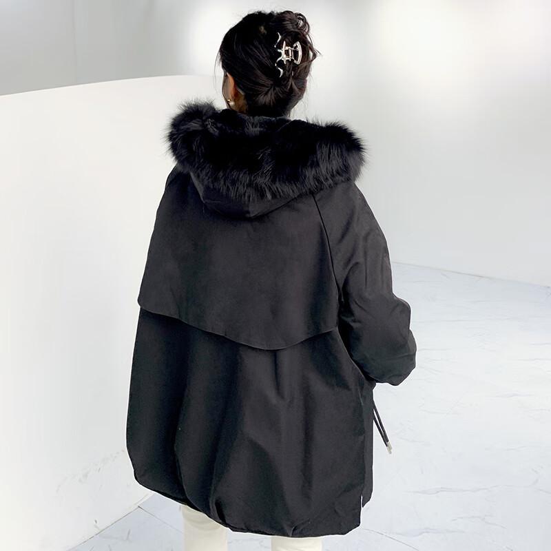 KAISER Women's Hooded Fox Fur & Rabbit Lined Winter Parka