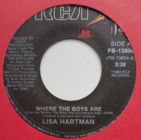 

7-дюймовая пластинка LISA HARTMAN Where The Boys Are Hot Nights PB13804 RCA 1984 Канада Поп Б/у