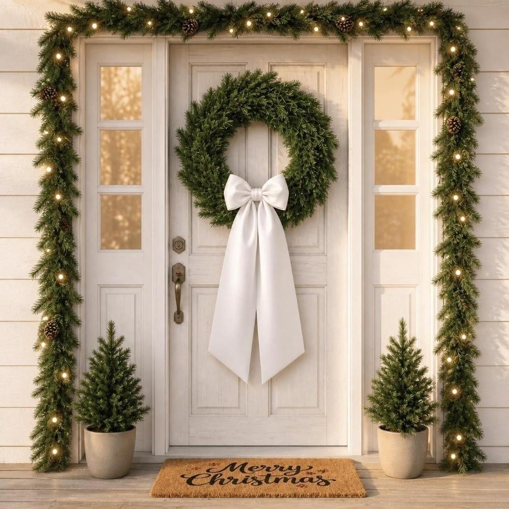 Soft Holiday Wreath Decor Adjustable Wreath Sashes Pure Wreath Sash  Front Door Hanging