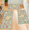 Cartoon Graffiti Knife and Fork Soft Kitchen Non-slip Floor Mat, Kitchen Carpet Mat, Washable Home Decoration Carpet Mat