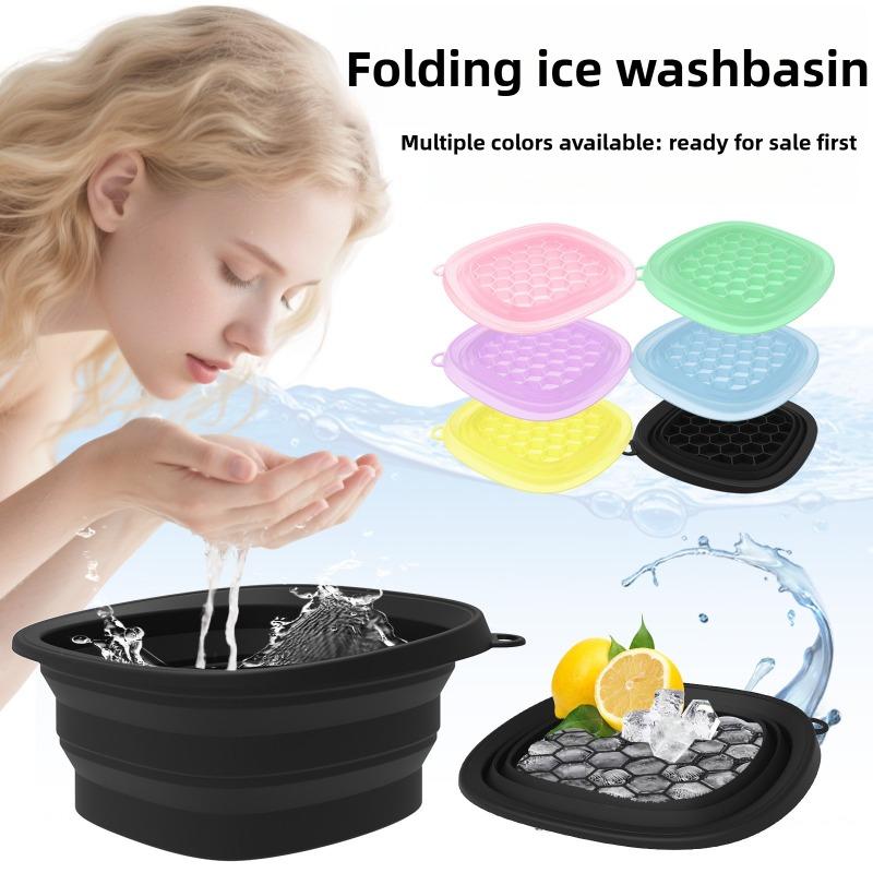 Collapsible Silicone Face Ice Bath Tray Cold Therapy for Facial Puffiness Portable Cryo Skin Tool Travel Beauty Bowl Facial Tool