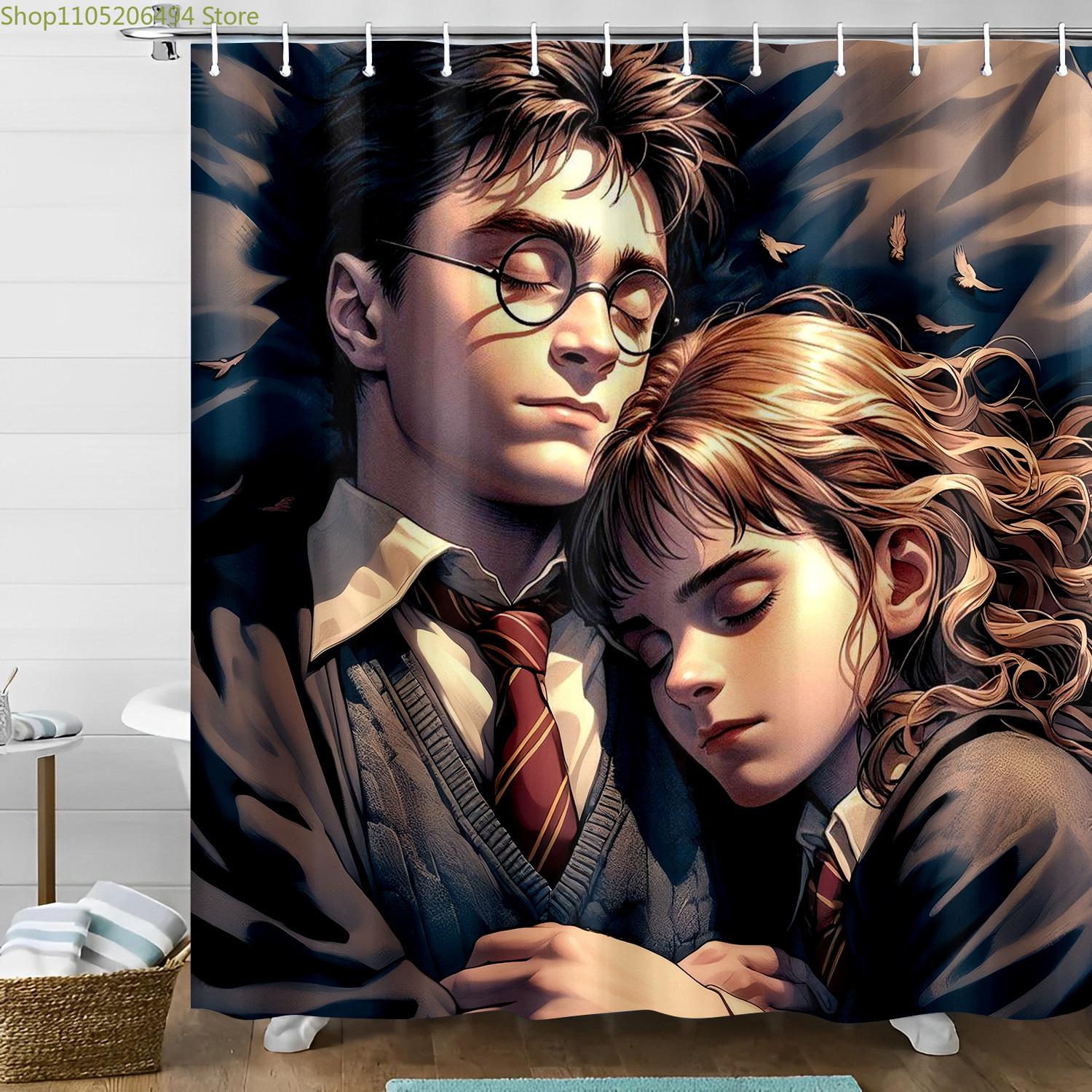 

Valentine S Day Shower Curtain Featuring Art of a Romantic Anime Couple, Perfect for Bathroom Decor. Made from Fabric And Incl 90x180cm