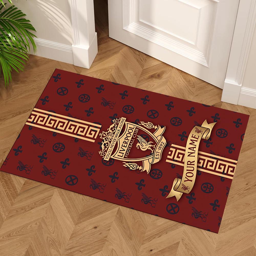 Liverpool Customize Text Floor Mat Perfect for Study Room Dining Room Decorate Room Foyer Anti-slip Rug Decorate Offices Gift for Festivals