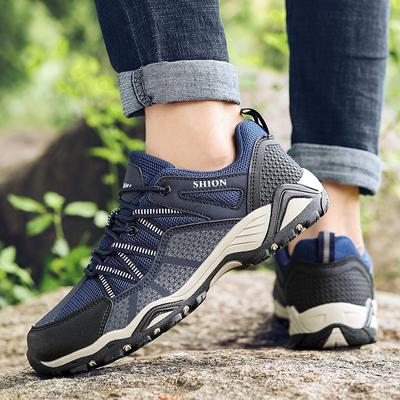 Men Sport Shoes Hiking Shoes Blue Sneakers for Men Casual Outdoor Athletic Shoes Anti Slip Large Size