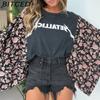 BITCED Women's Printed O-Neck Loose-Fit Casual Top
