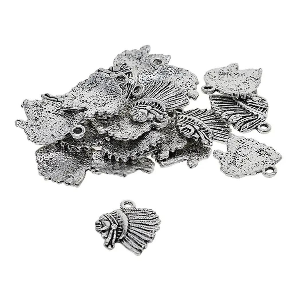 Pack of 30 Indian Chief Head Necklace Pendants Tribal Jewelry Findings Suitable for Jewelry Designing and Accessory