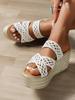 Aphixta White Hollow Thick Sole Slides Platform Women's Shoes Gold Sole Wedge Heel Slides Flip Flops Summer Beach Slippers