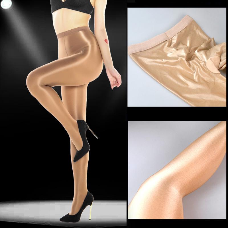 Sexy Slim 70D Shaping Flash Pantyhose Women Shiny Oil Satin Tights Dance Singer Reflective Compression Stockings Ds Nightclub