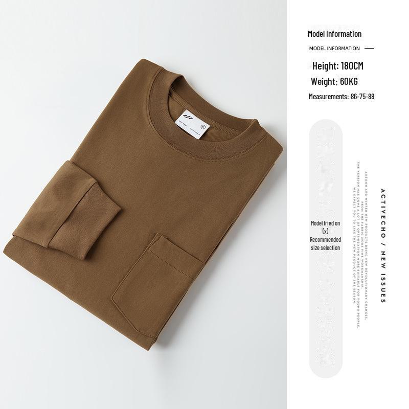 

Мужская рубашка Shengbangrong Heavyweight с длинными рукавами, круглым вырезом и необработанными карманами - японская весенняя коллекция S (Approx. 100-120 lbs)