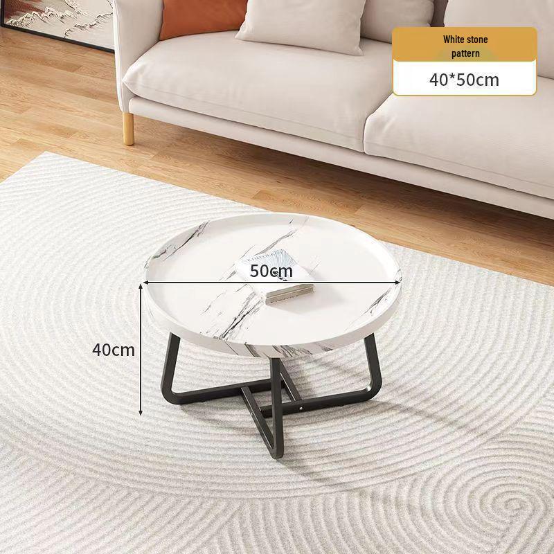 Nordic Modern Minimalist Round Solid Wood & Iron Coffee Table for Living Room or Small Apartment