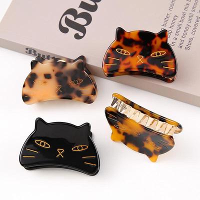 1Pcs Cute Sweet Hair Scratch Elegant Acetate Cat Grab Clip Metal Tooth Hairpin Ladies Back Of The Head Disc Hair Gripper