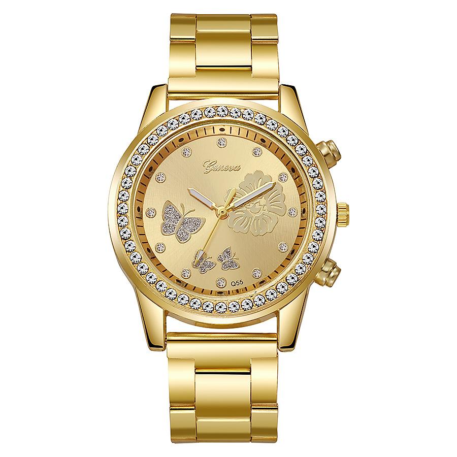 Fashion Ladies Business Steel Belt Diamond Watch Luxury Casual Round Rhinestone Butterfly Quartz Wristwatch Relogio Feminino