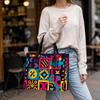 Bohemian Geometric Printed Tote Bag Large Capacity Daily Use Shoulder Bag