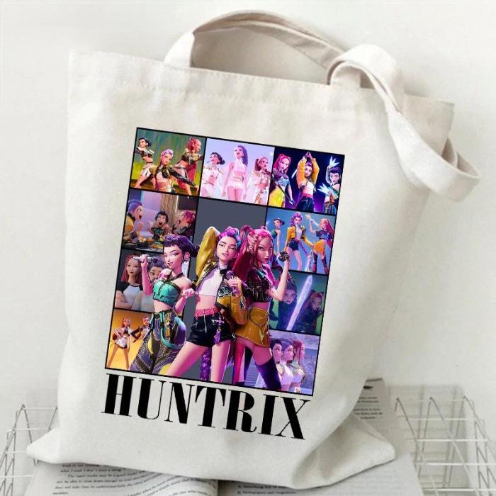 Kpop Anime Peripheral Canvas Bag Printed Fashion Shoulder Bag Women'S Large Capacity Student Portable Handbag