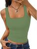 European & American 2026 Women's Square Neck Sleeveless Fitted Tank Top