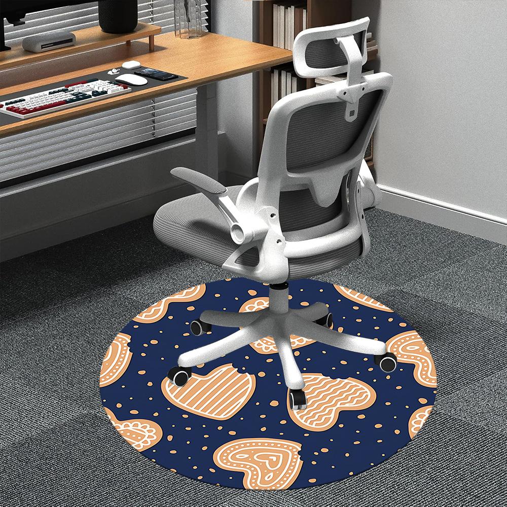 

1pc Gingerbread Hearts Office Round Area Rug, Indoor Mat Suitable ForOffice, Under Office Chairs Bedroom Living Room Home Decor, Room Deco q131 80cm by 80cm