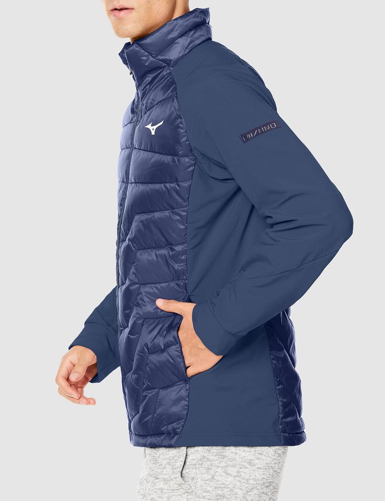 Mizuno Techfill Hybrid Training and Night Size S Jacket, Insulated, Moisture-Wicking, Water-Repellent, 32ME2535, Men's, Blue,
