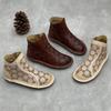 Vintage Handmade Genuine Leather Summer Boots Flat Round Toe Breathable Hollow Out Women's Shoes