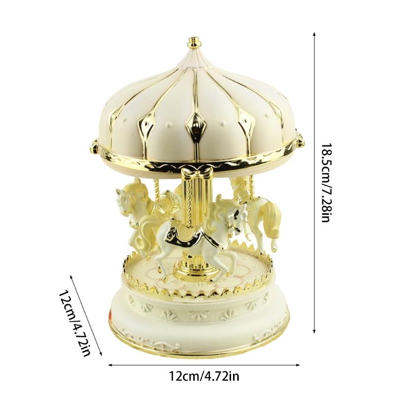 3 Horse Carousels Music Box Color Light Musical Box Christmas Birthday Presents Gift for Daughter Mom Granddaughter