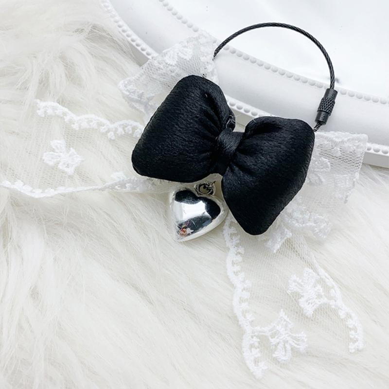 Fashionable Elegant Lace Bowknot Love Heart Charm Keychain Craft Supplies for Women's Fashion Accessories Daily Use