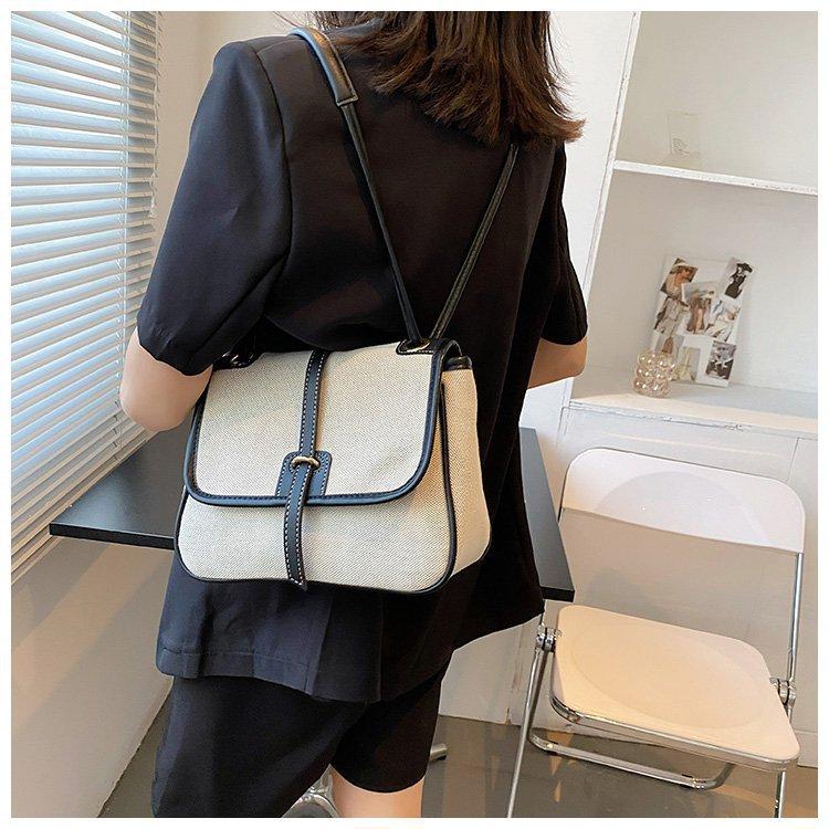 

New retro popular shoulder bag fashionable woven splicing canvas bag oblique span small square bag 38*9*21cm