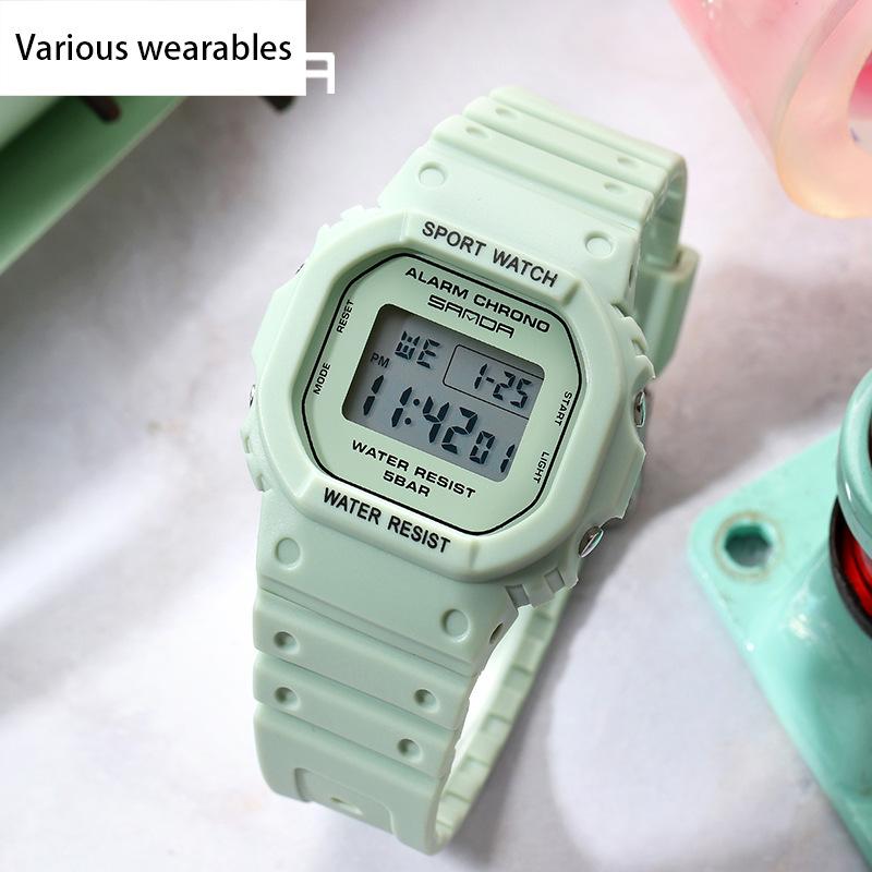 Quadratische multifunktionale elektronische Uhr Sportuhr wasserdichte im Dunkeln leuchtende Studentenmodeuhr