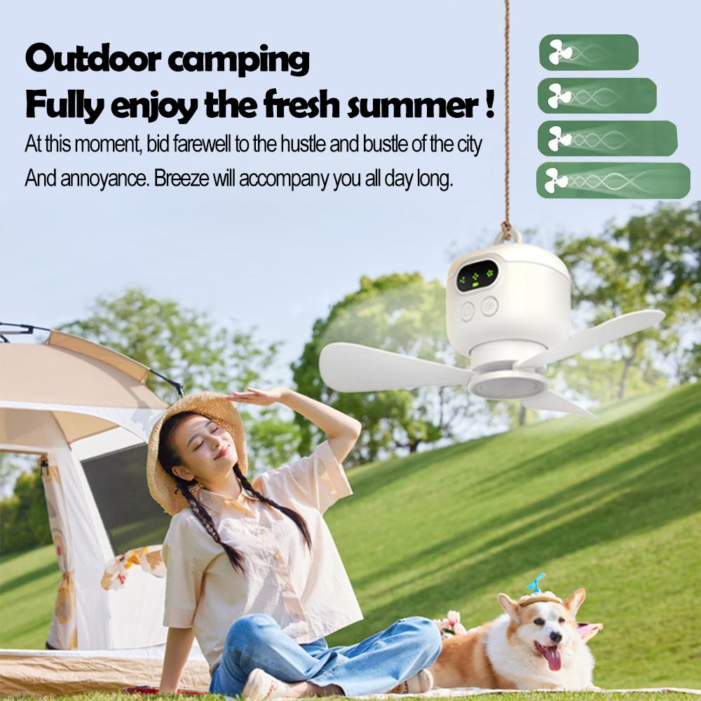 Ceiling Fan Portable Camping Tent 8000mah Ceiling Canopy Fan Rechargeable Wireless Fan Air Circulators with Remote Control Light