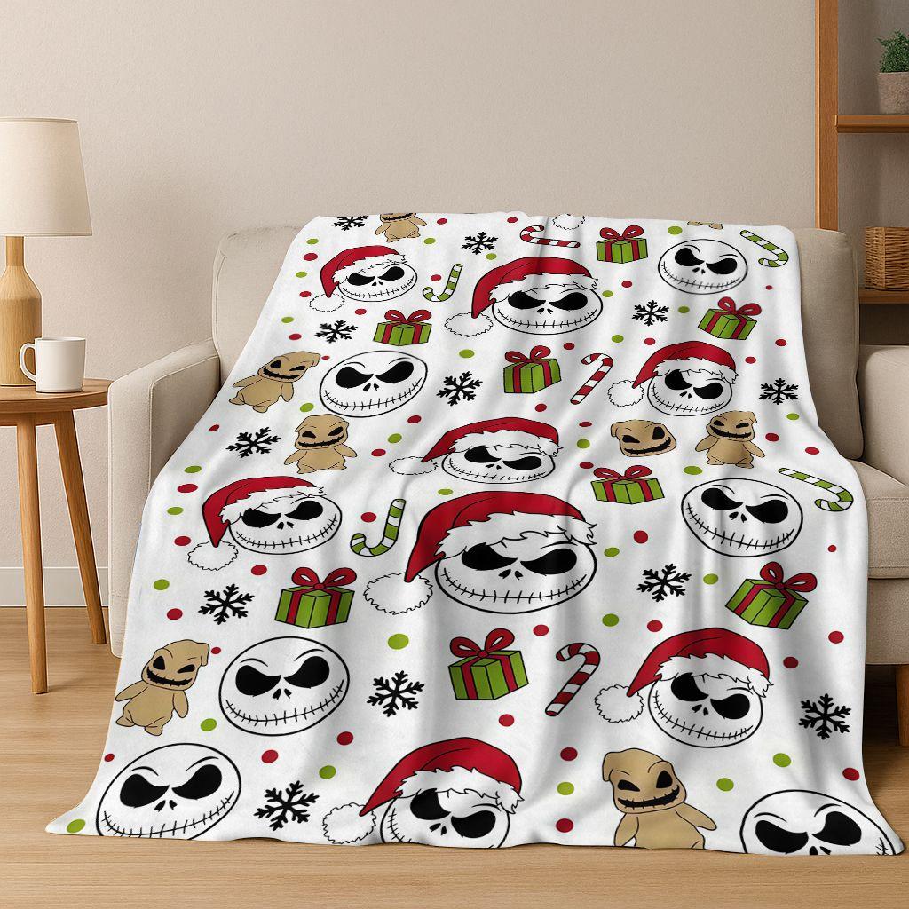 2026 New The Nightmare Before Christmas Jack Cartoon Flannel Blanket,Warm and Cozy Soft Throw Blanket for Home Bedroom Bed Sofa