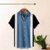 Men Casual Shirt Lapel Short Sleeve Single Breasted Shirt Loose Fit Hawaiian Style Button-Up Bowling Shirt