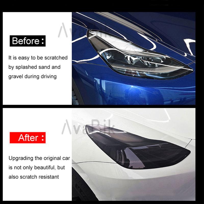 For TESLA Model 3 S Y X 2017-2024 Pre-cutting TPU PPF Protective film Car Exterior Headlight Anti-scratch turn purple turn black