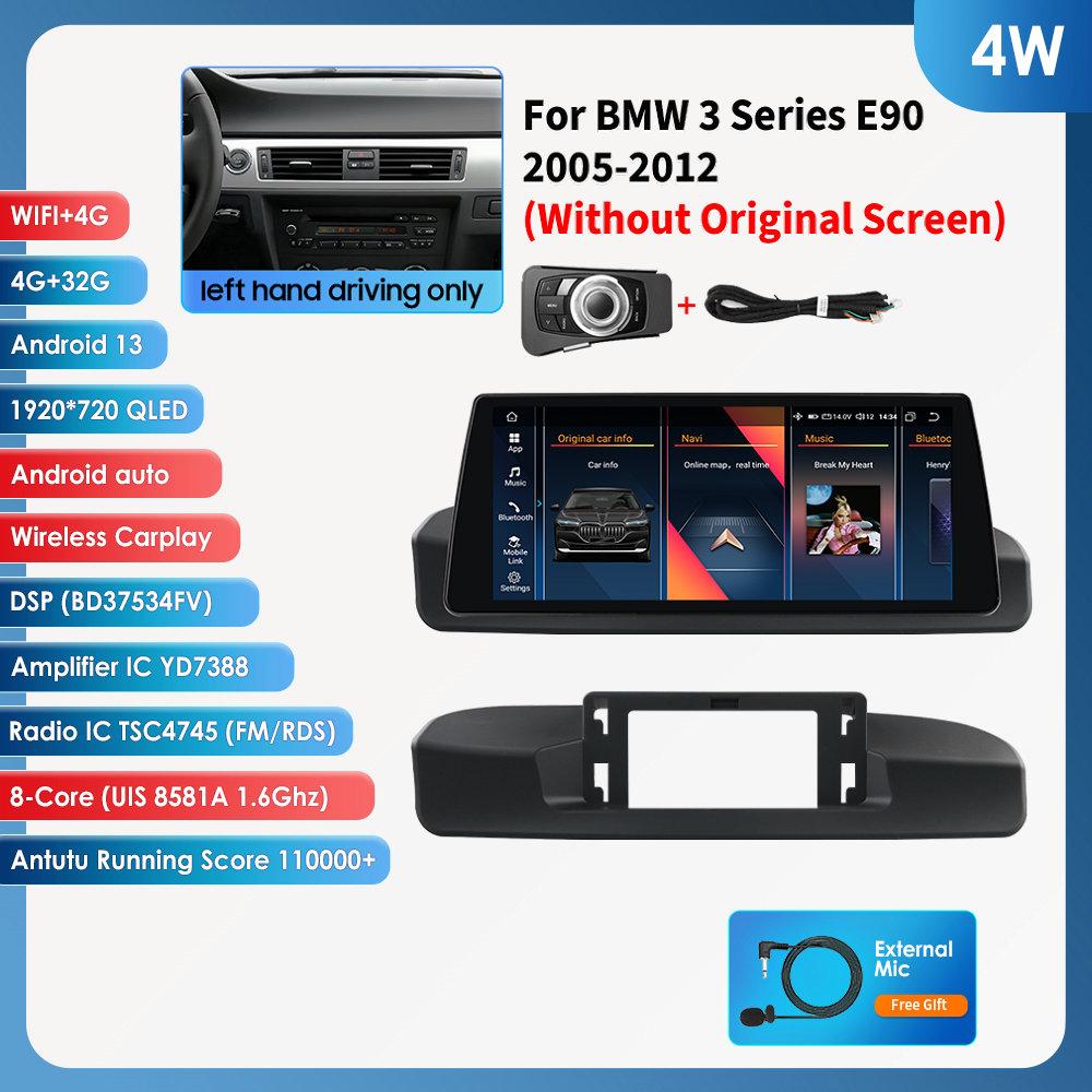 Hizpo Radio auto 10,25" cu wireless Carplay și Android Auto pentru BMW Seria 3 E90(2005-2012)Fără ecran original (Numai conducere pe stânga) RDS inteligent