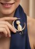 Cute Cat On The Moon Design Opal Lapel Pins Pretty Kitten Kitty Shaped Crystal Golden Brooches Pet Owner Badge
