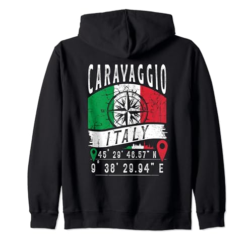 Caravaggio Italian Flag Italy GPS Coordinates Caravaggio Zip Hoodie