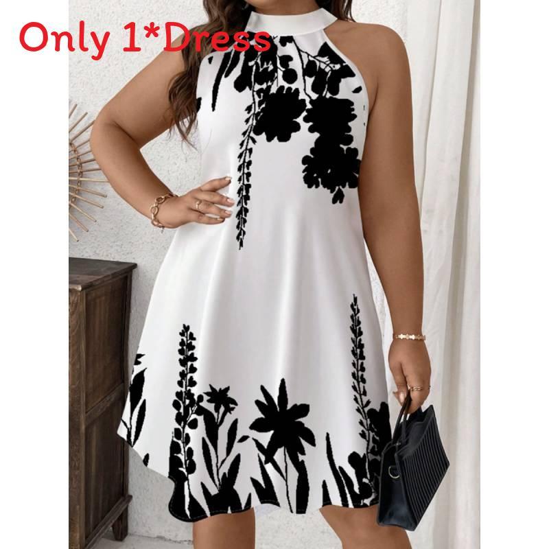 Plant Floral Summer Sleeveless Backless Tie Dress For Vacation And Beach