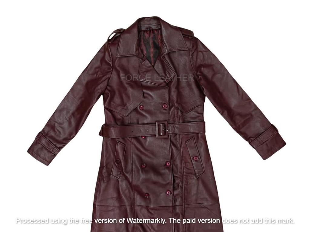 Trench Coat Handmade Lambskin Burgundy Genuine Leather Casual Soft Fit New Women