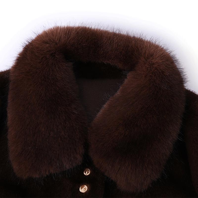 Zimní dlouhý kabát z umělé kožešiny pro ženy Hřejivý hustý luxusní svrchník Elegantní bunda z kožešiny pro ženu středního věku